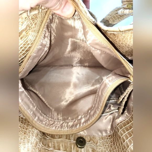 Vintage Jessica Simpson Beige Faux Crocodile Shoulder Bag 15"X10"X4" - Picture 8 of 10